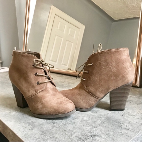 TOP Moda Shoes - Brown Beige Taupe Suede Ankle Booties Non Slip